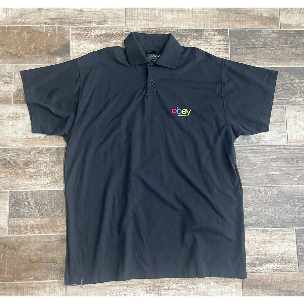 $1.295 NWT Balenciaga eBay Logo Polo Shirt Black Oversized Unisex Rare Collab L